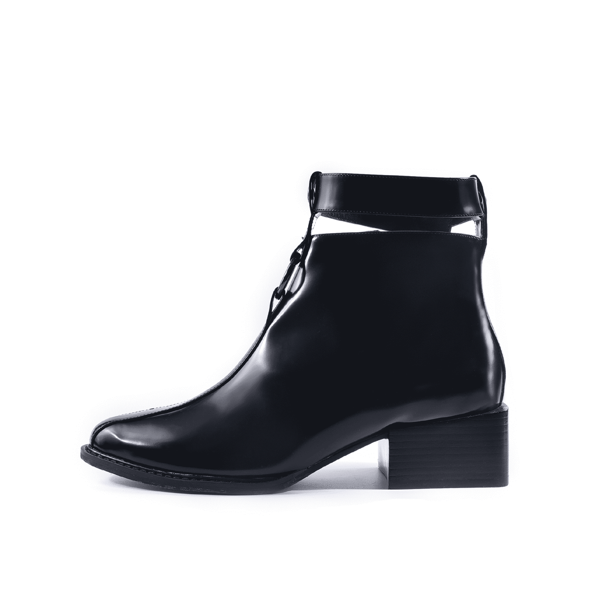 Hollow with Hoop Patent Ankle Bootie 4163 | House of Avenues